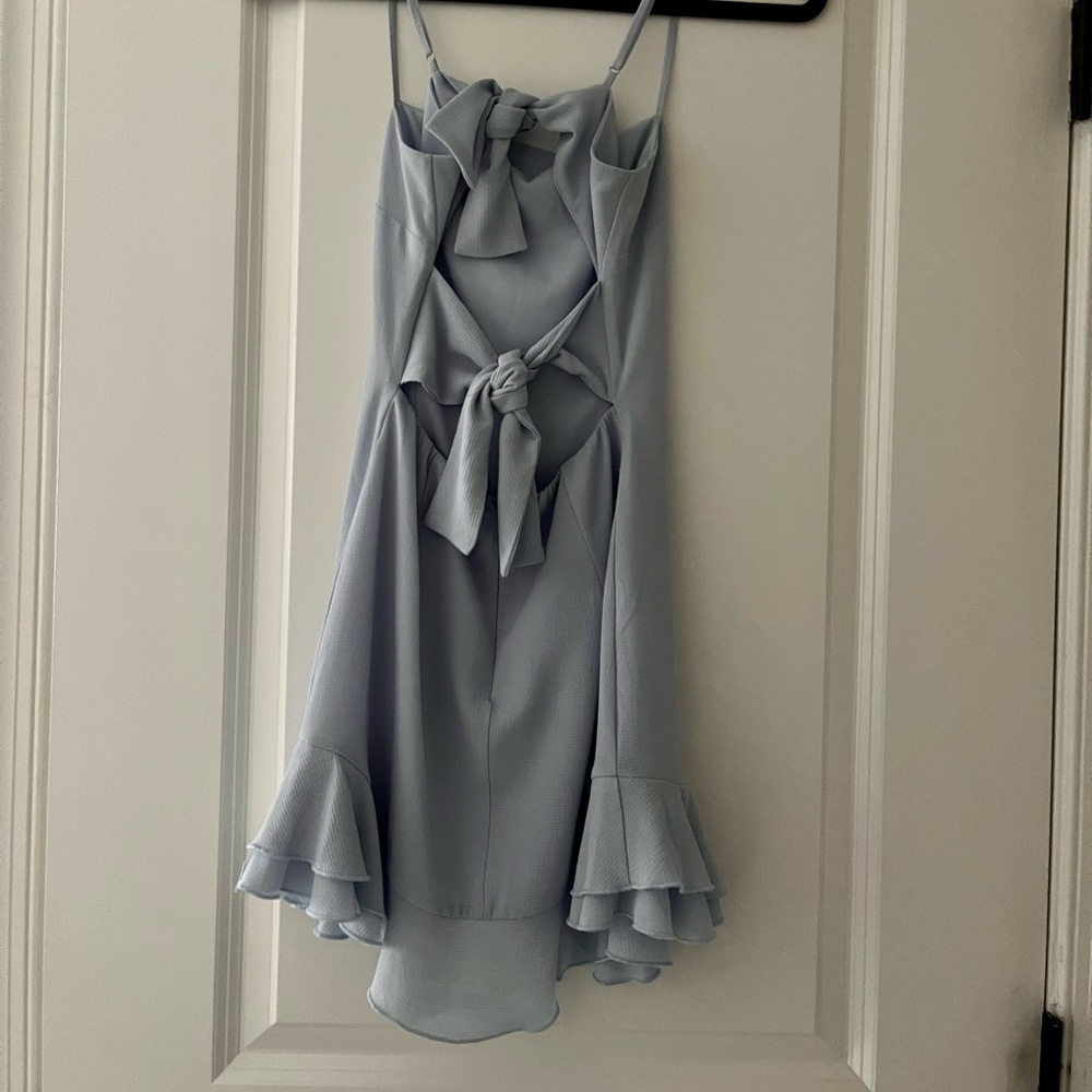 Aubrey Ruffle Dress In Light Blue - Picture 3 of 5